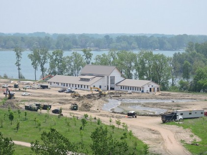 Aerial view of visitor center under construction